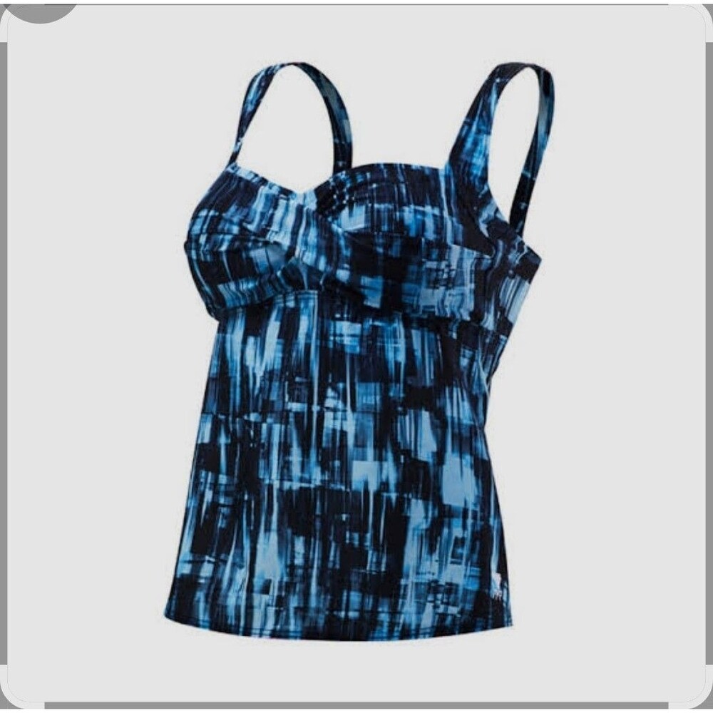 TYR Durafast Elite Women Blue/grey Tremiti Twisted Bra Swim Tankini SZ 18 New